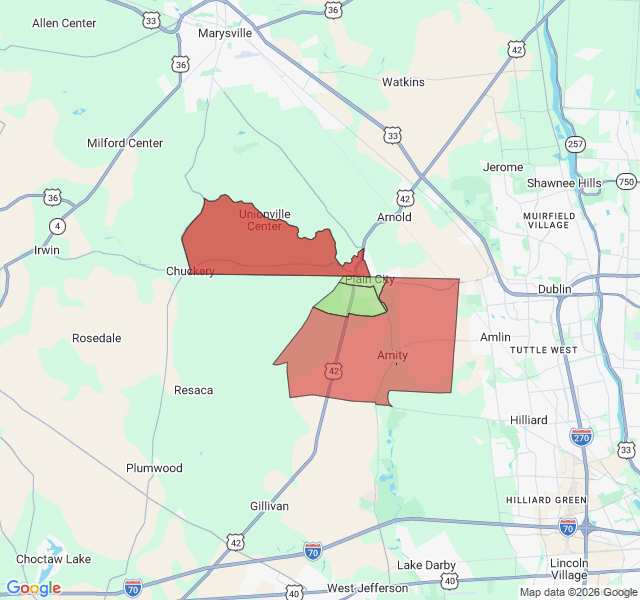 Map of septic coverage in Plain City, OH