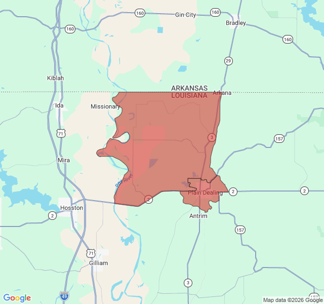 Map of septic coverage in Plain Dealing, LA