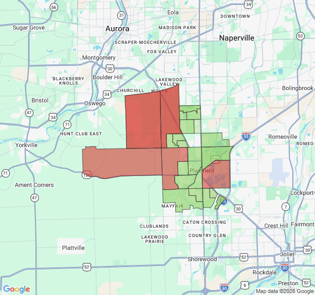 Map of septic coverage in Plainfield, IL