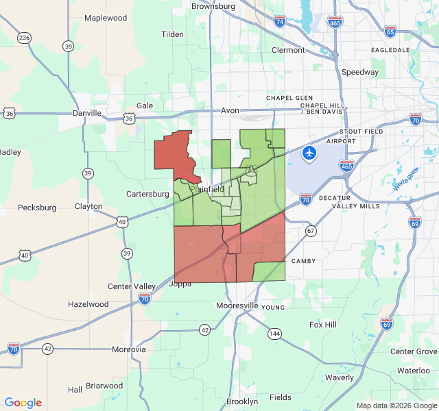 Map of septic coverage in Plainfield, IN
