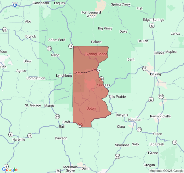 Map of septic coverage in Plato, MO