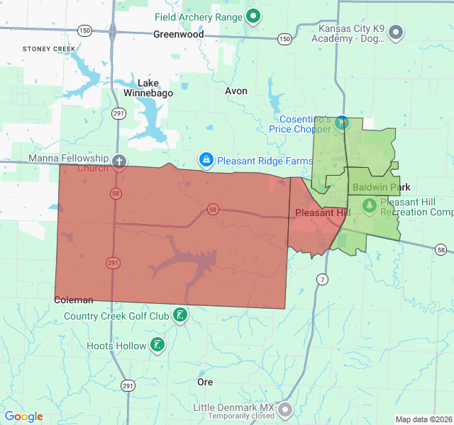 Map of septic coverage in Pleasant Hill, MO