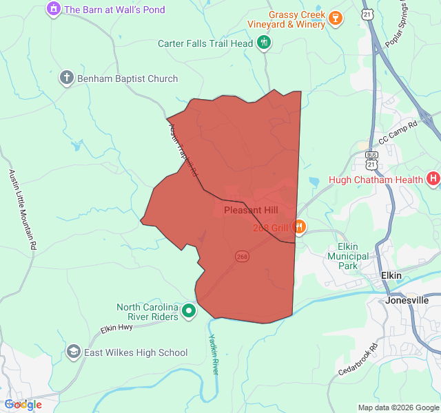 Map of septic coverage in Pleasant Hill, NC