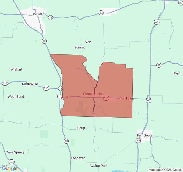 Map of septic coverage in Pleasant Hope, MO