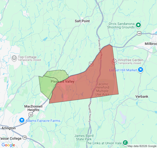 Map of septic coverage in Pleasant Valley, NY