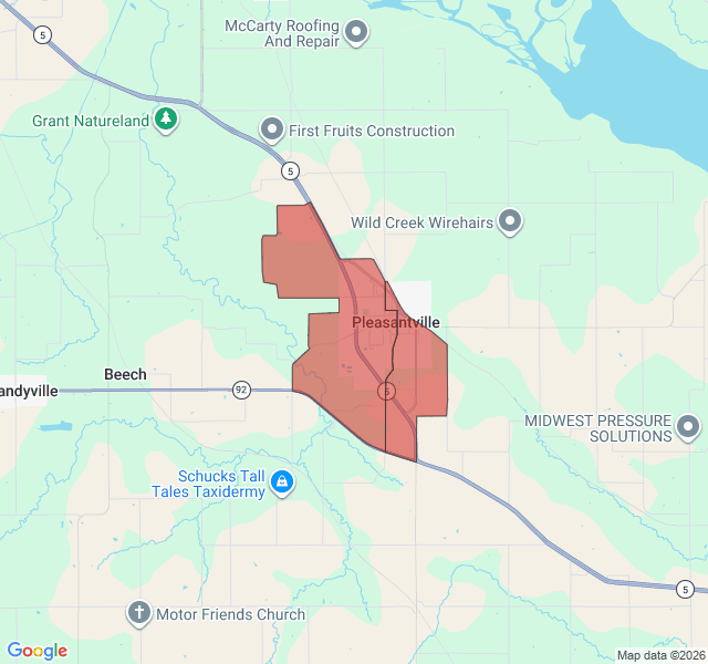 Map of septic coverage in Pleasantville, IA