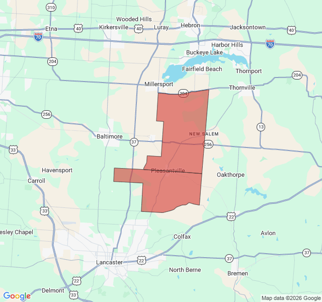 Map of septic coverage in Pleasantville, OH