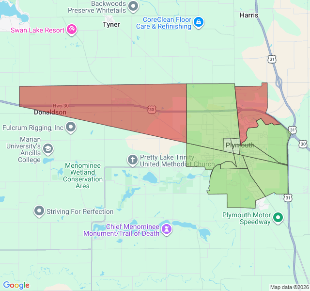Map of septic coverage in Plymouth, IN