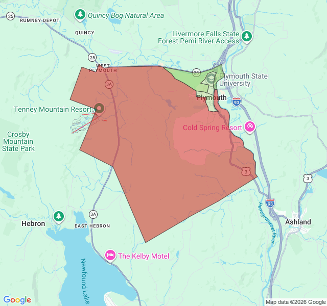 Map of septic coverage in Plymouth, NH