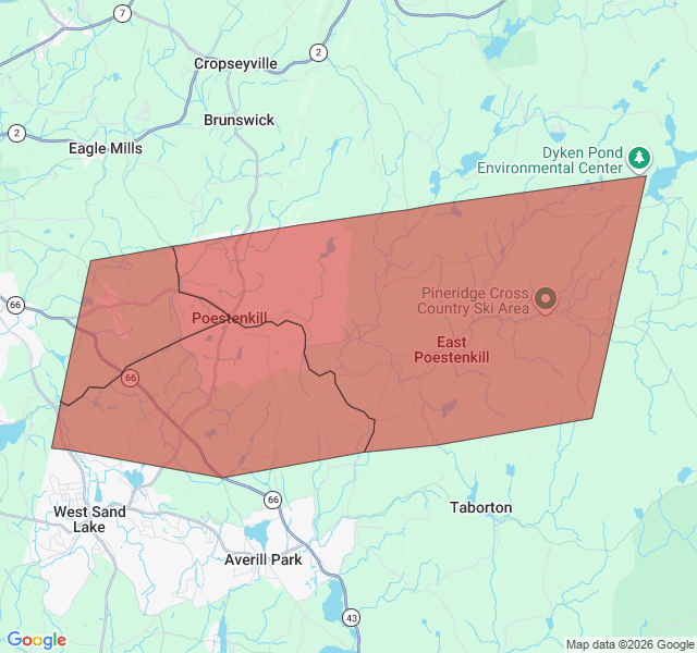 Map of septic coverage in Poestenkill, NY