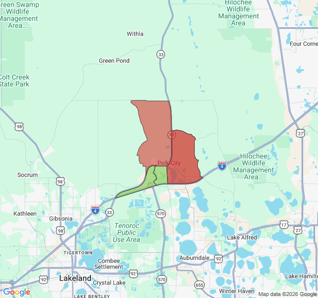 Map of septic coverage in Polk City, FL