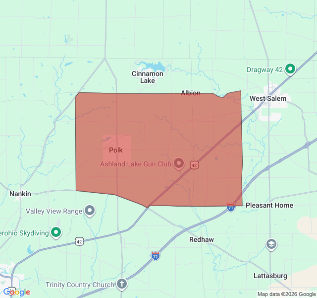 Map of septic coverage in Polk, OH