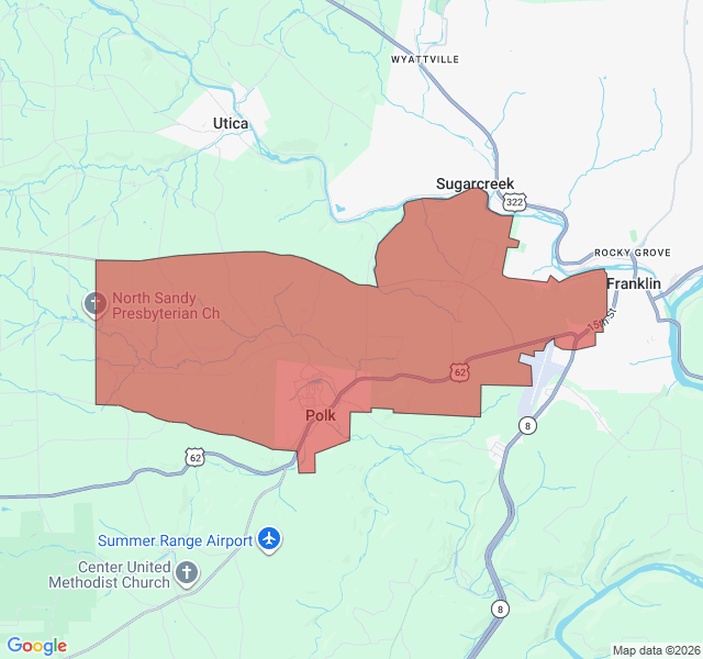 Map of septic coverage in Polk, PA