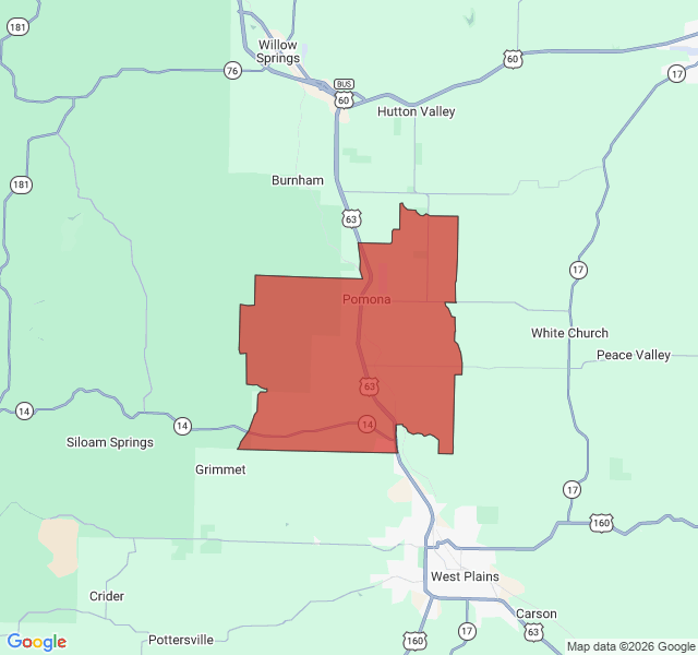 Map of septic coverage in Pomona, MO