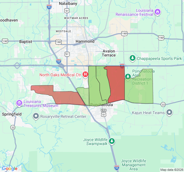 Map of septic coverage in Ponchatoula, LA