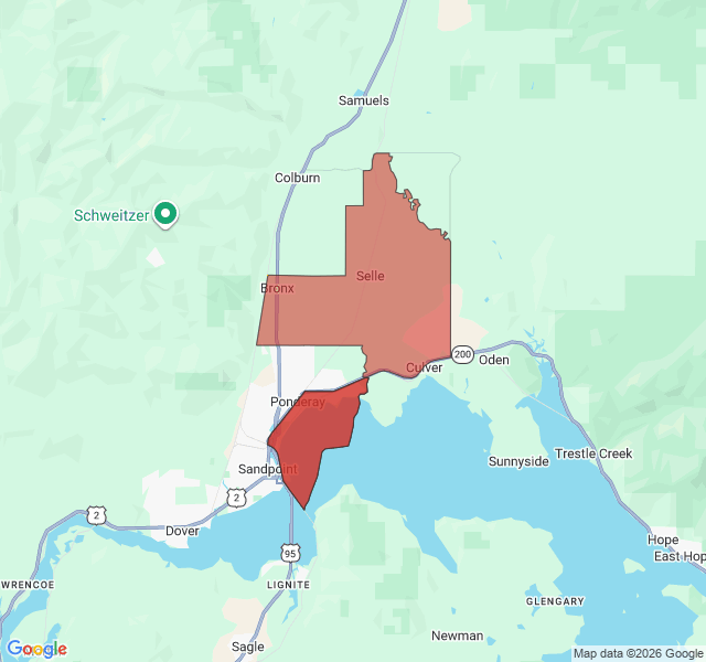 Map of septic coverage in Ponderay, ID