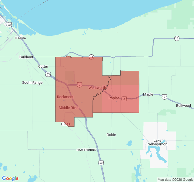 Map of septic coverage in Poplar, WI