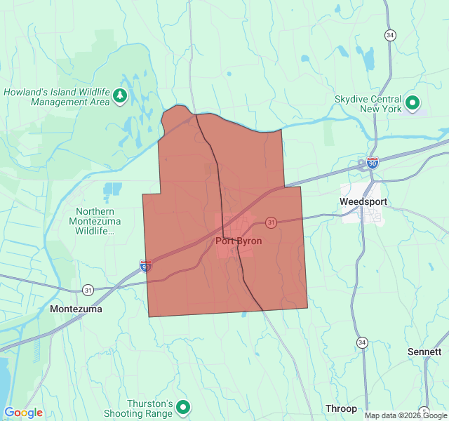 Map of septic coverage in Port Byron, NY