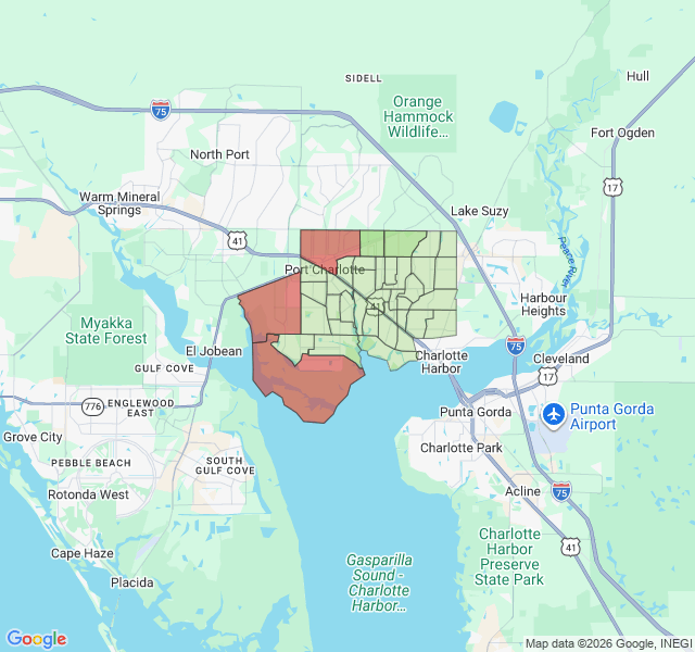 Map of septic coverage in Port Charlotte, FL