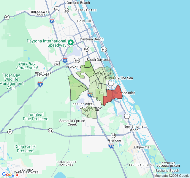 Map of septic coverage in Port Orange, FL