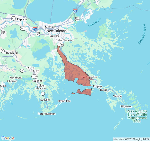 Map of septic coverage in Port Sulphur, LA