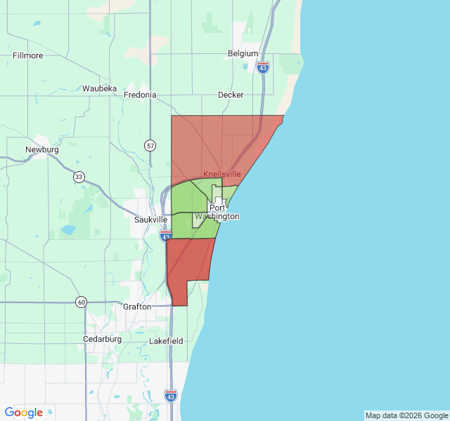 Map of septic coverage in Port Washington, WI