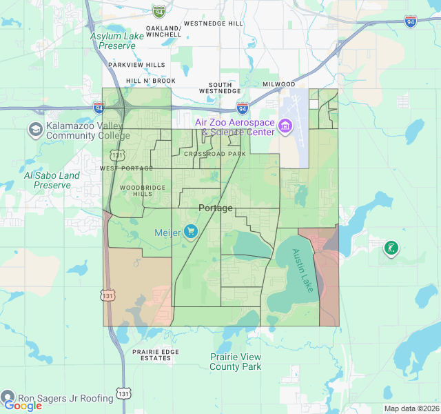 Map of septic coverage in Portage, MI