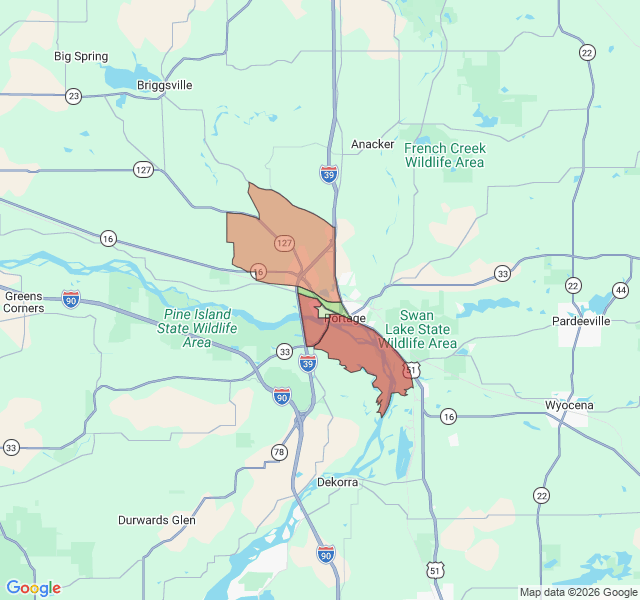Map of septic coverage in Portage, WI