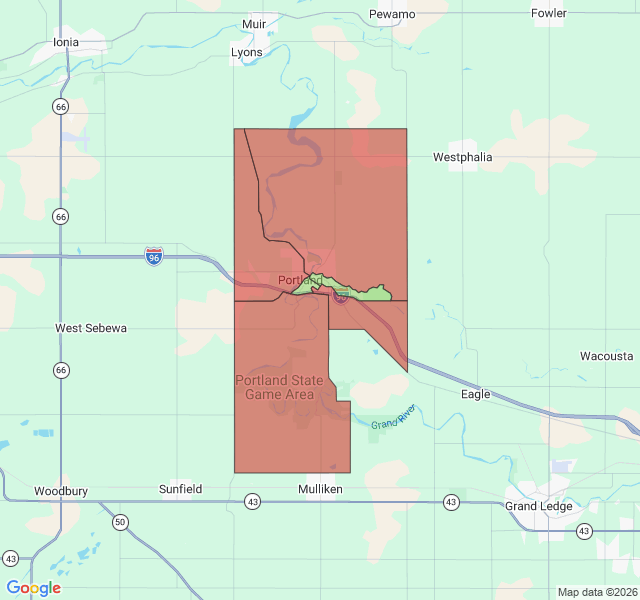 Map of septic coverage in Portland, MI