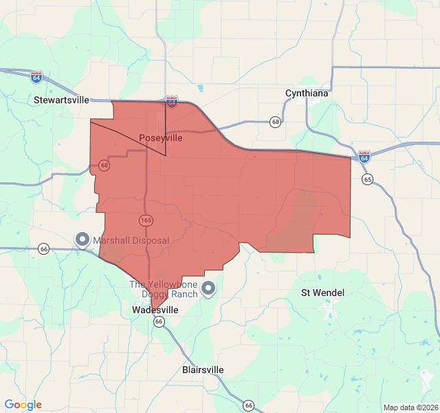 Map of septic coverage in Poseyville, IN