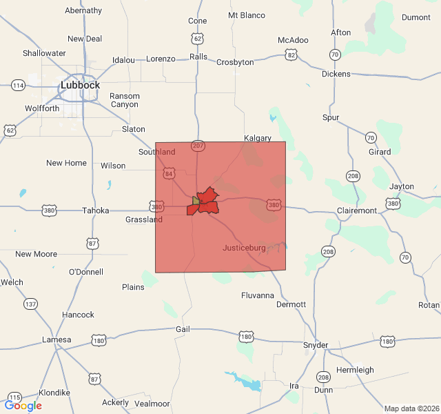 Map of septic coverage in Post, TX