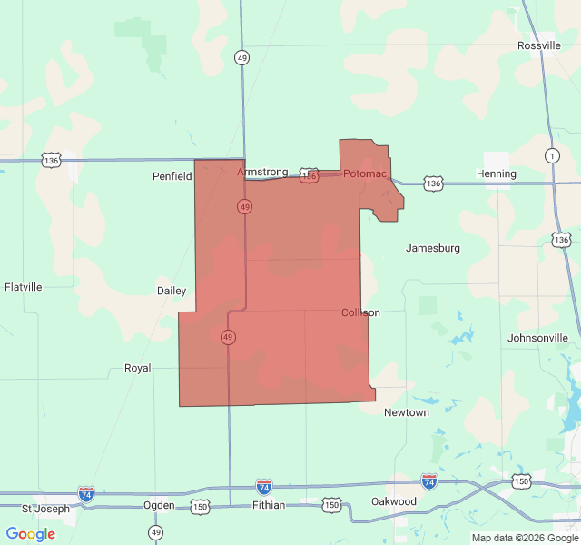 Map of septic coverage in Potomac, IL