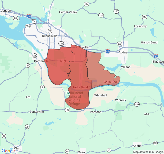 Map of septic coverage in Pottsville, AR