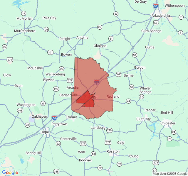 Map of septic coverage in Prescott, AR