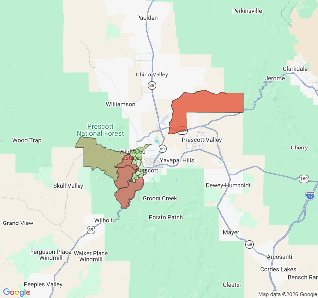 Map of septic coverage in Prescott, AZ
