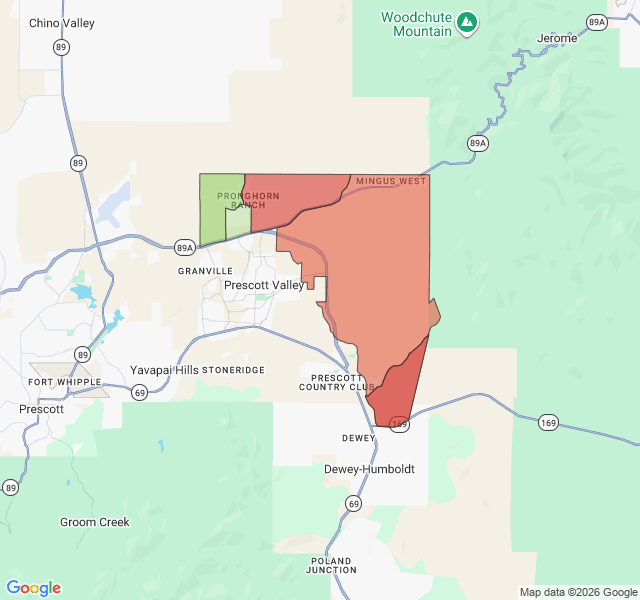 Map of septic coverage in Prescott Valley, AZ