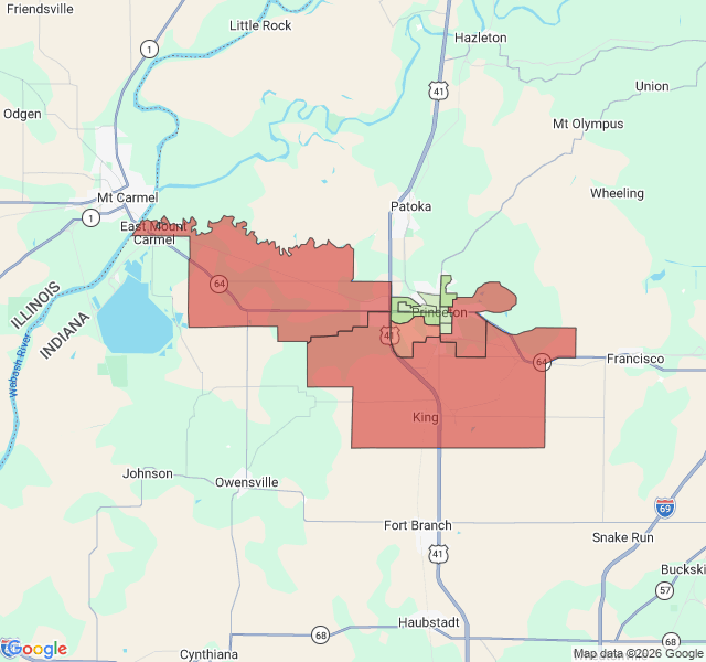 Map of septic coverage in Princeton, IN