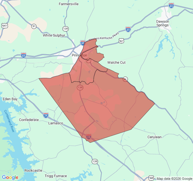 Map of septic coverage in Princeton, KY
