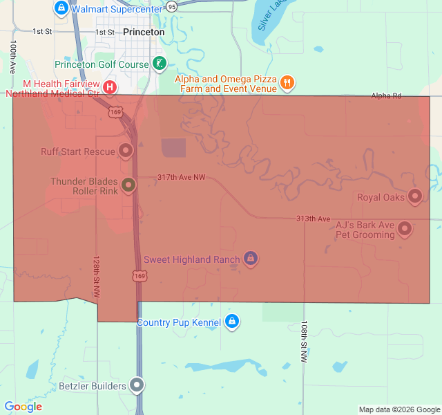Map of septic coverage in Princeton, MN