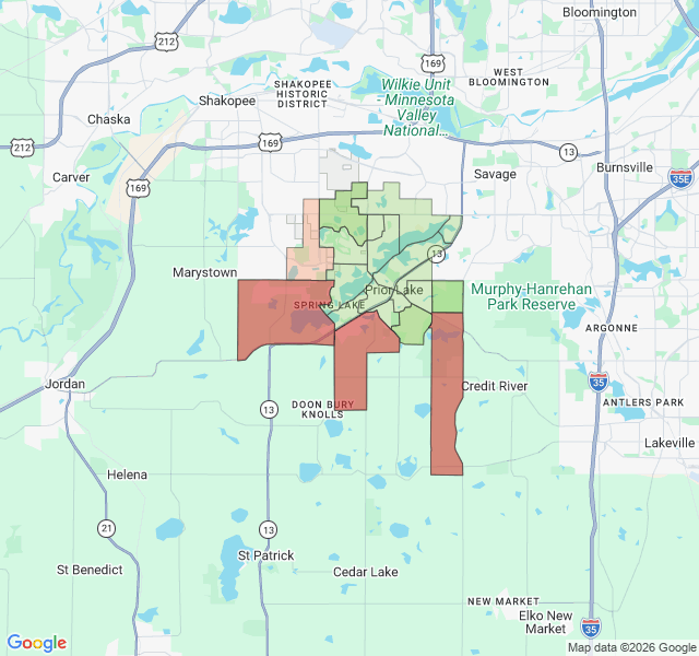 Map of septic coverage in Prior Lake, MN