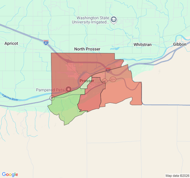 Map of septic coverage in Prosser, WA
