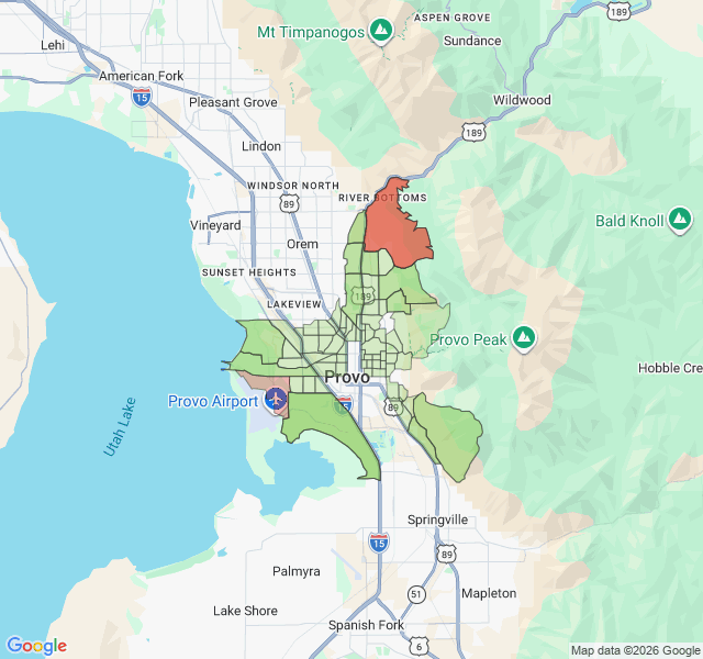 Map of septic coverage in Provo, UT