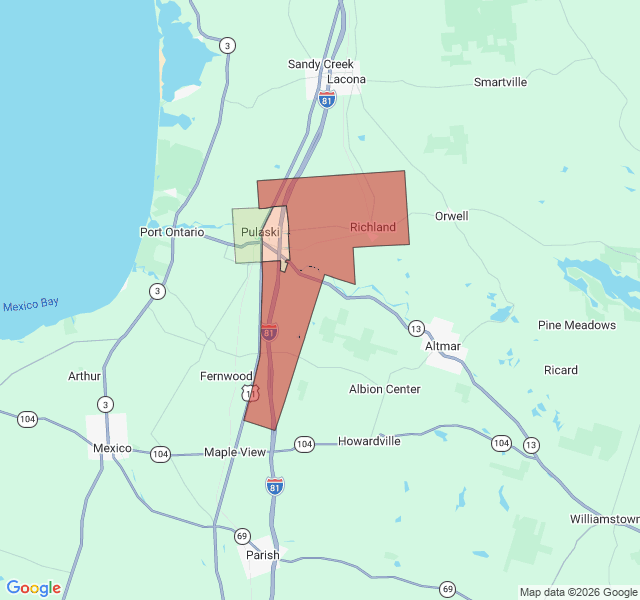 Map of septic coverage in Pulaski, NY