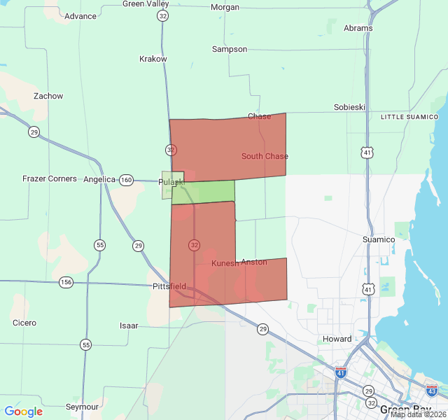 Map of septic coverage in Pulaski, WI