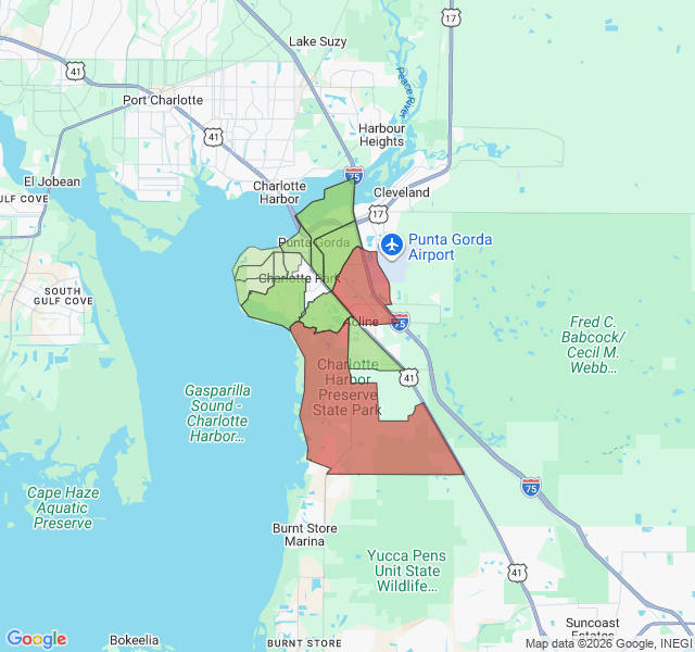 Map of septic coverage in Punta Gorda, FL