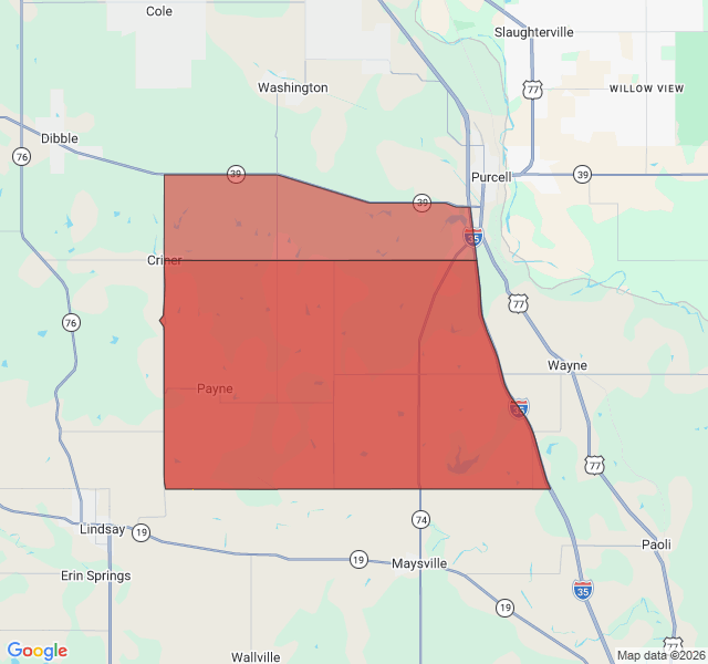 Map of septic coverage in Purcell, OK