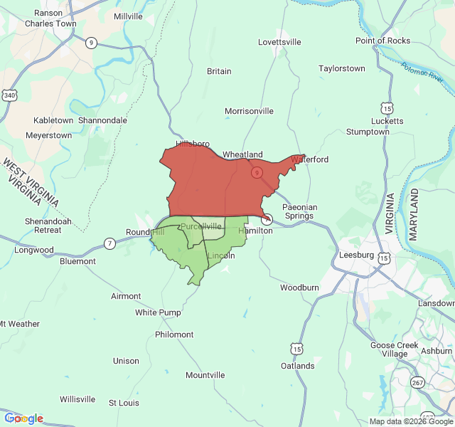 Map of septic coverage in Purcellville, VA
