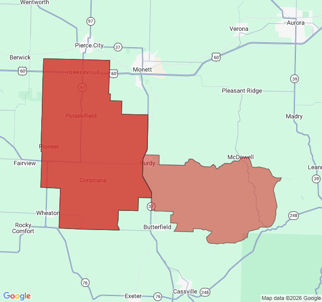 Map of septic coverage in Purdy, MO