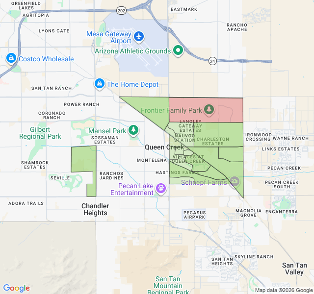 Map of septic coverage in Queen Creek, AZ