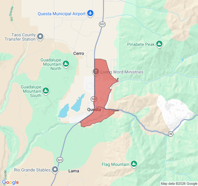 Map of septic coverage in Questa, NM